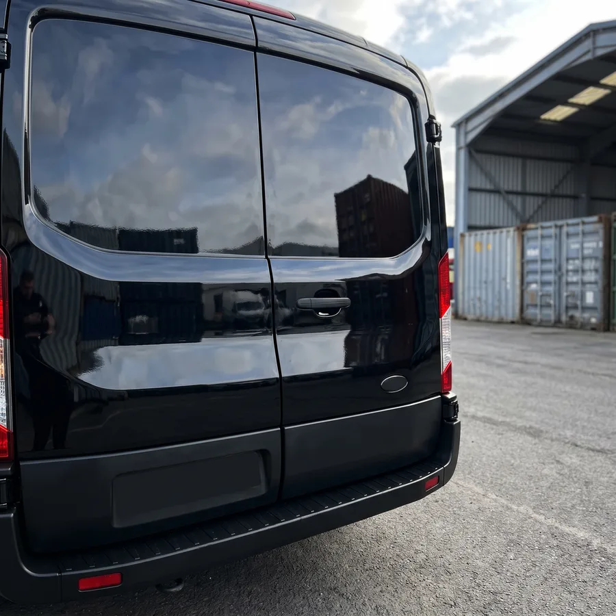 The same van rear cut back, colour-matched and polished clean